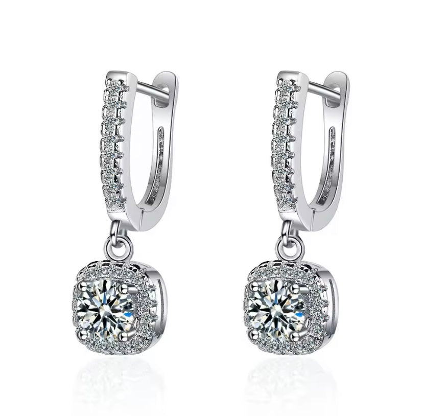 Moissanite Halo Drop Huggies