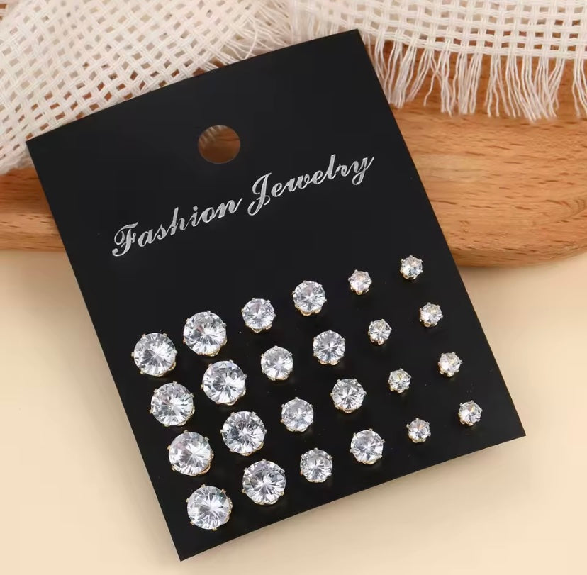 Crystal Stud Earring Set