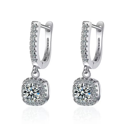 Moissanite Halo Drop Huggies