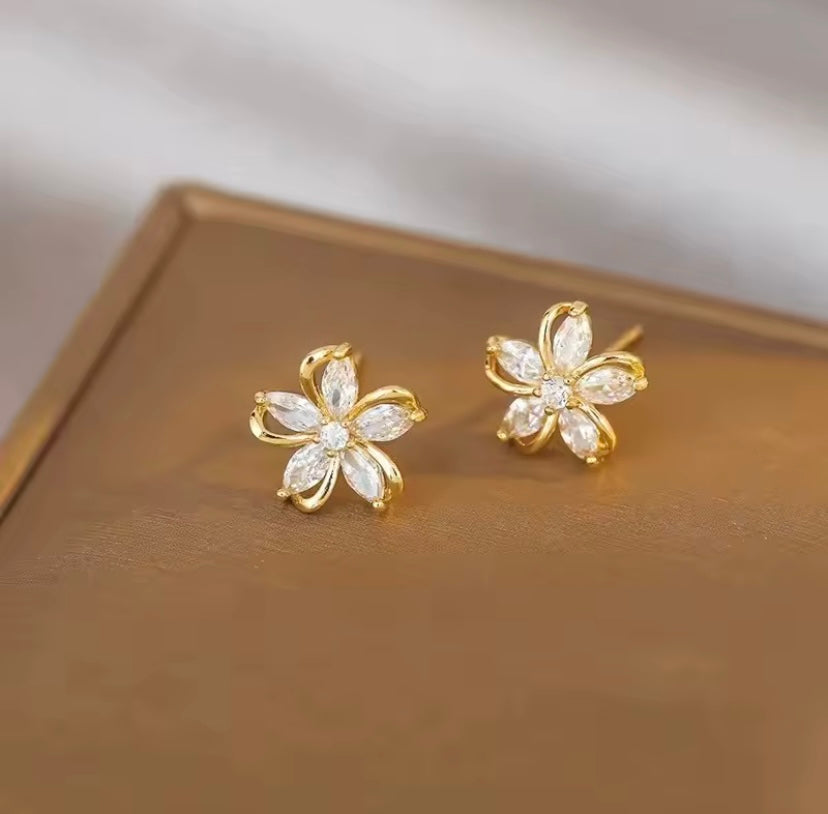Golden Petal Stud Earrings