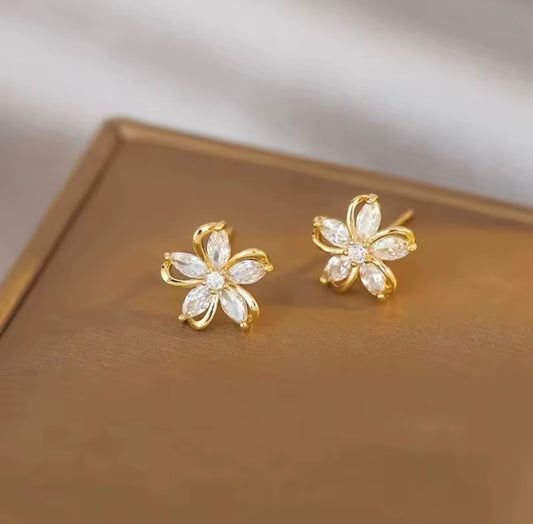 Golden Petal Stud Earrings
