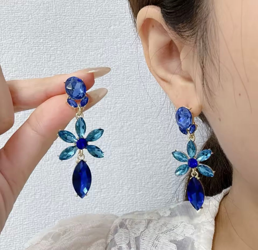 Sapphire Blossom Drop Earrings